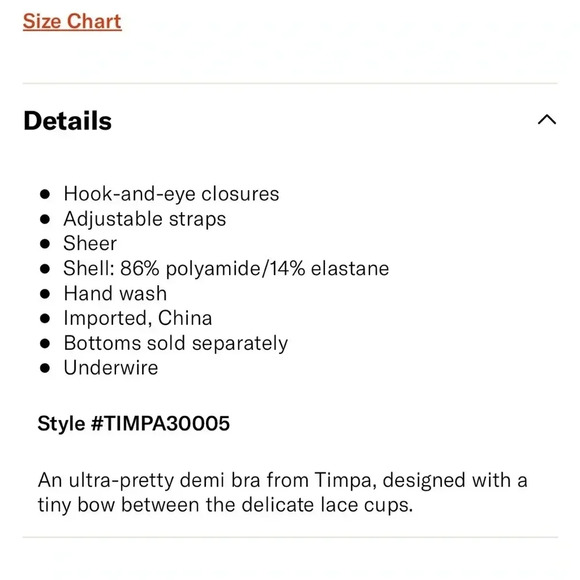 TIMPA NWT Duet Lace Demi Bra White Underwire Shallow Cup 32C - Picture 4 of 8